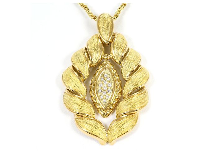 Autre Marque Colar em ouro amarelo 18K com diamante Dourado