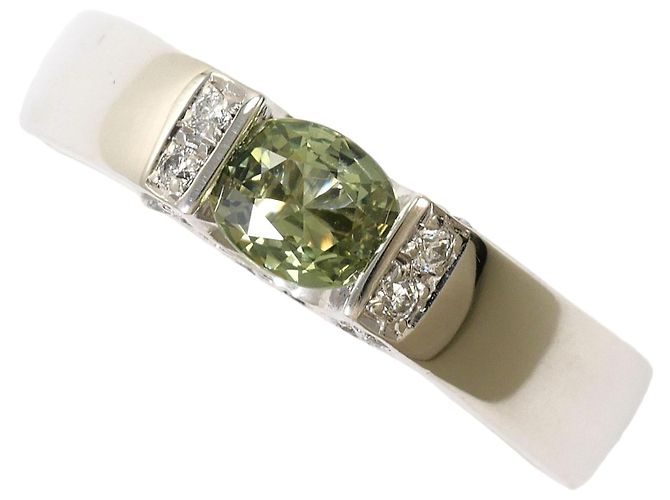 Autre Marque Anel aliança de platina com safira e diamante