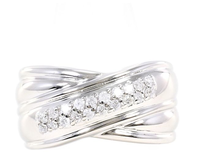 Autre Marque Anillo alianza de oro blanco de 14K con diamante