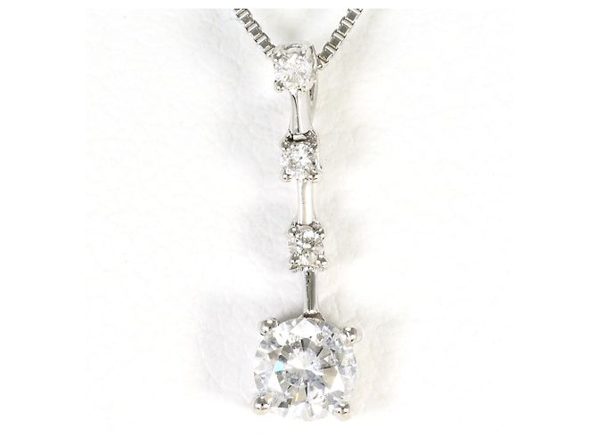 Autre Marque Collana in oro bianco 18K e platino con diamante D'oro