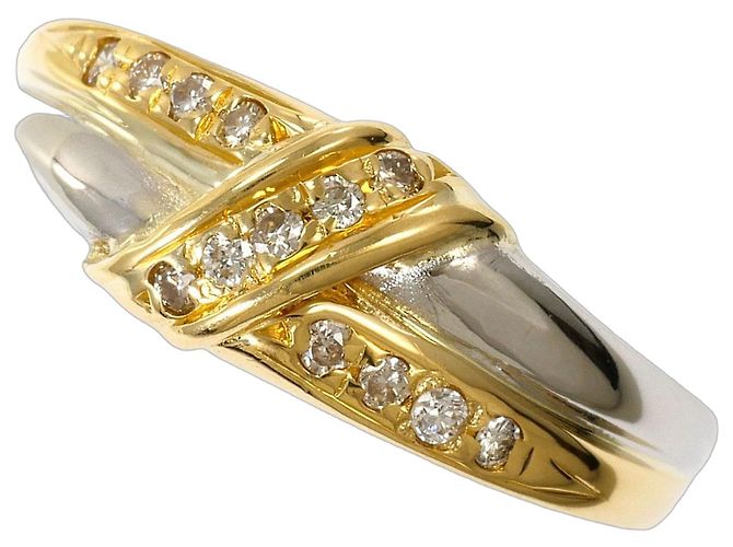 Autre Marque Anello a fascia elegante in platino e oro giallo D'oro