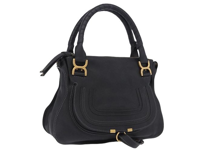 Chloé Borsa Chloe Mercy in pelle nera e oro Auth 201985V Nero D'oro