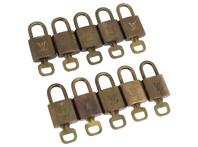LOUIS VUITTON Set di 10 Lucchetti Lucchetto metallo Oro LV Auth 202429 D'oro