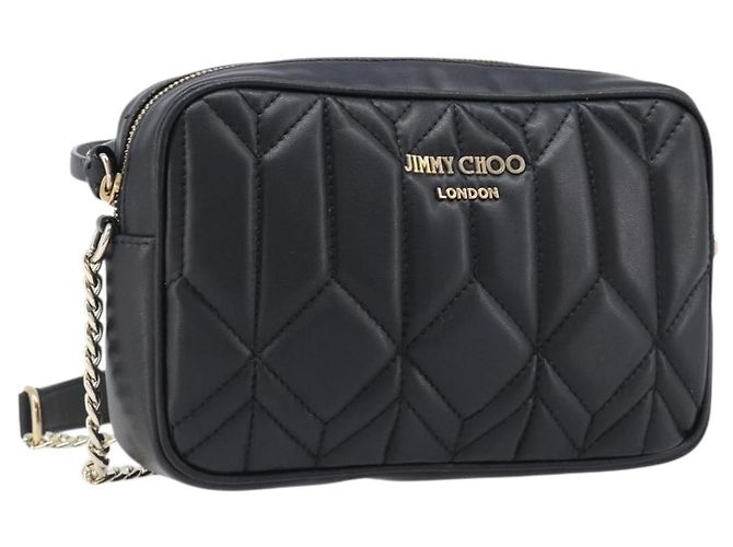 Borsa a tracolla con catena Jimmy Choo in pelle nera e oro Auth 200006A Nero D'oro