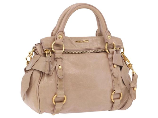 Bolsa Miu Miu em couro 2way Rosa Tom Dourado Auth 167577V