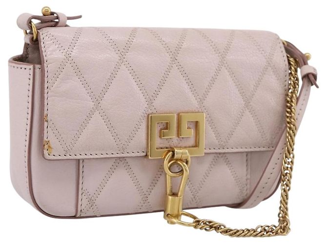 Bolsa de Ombro GIVENCHY em Couro Rosa Tom Dourado Auth 202242A