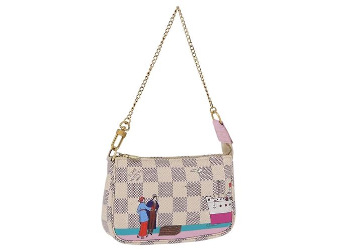 LOUIS VUITTON Damier Azur Mini Pochette Accessoires Pouch N41669 LV Auth 200052V