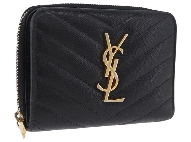 Autre Marque Portafoglio Bifold SAINT LAURENT in pelle nera e oro Auth hk4039 Nero D'oro