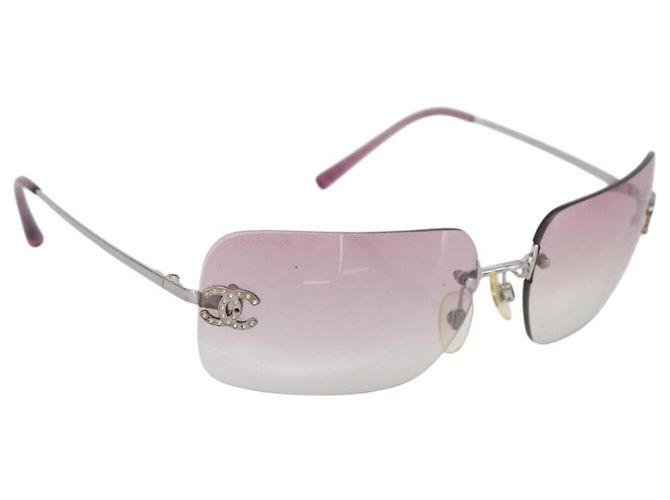 Occhiali da sole CHANEL Metal Silver CC Auth bs36898 Argento