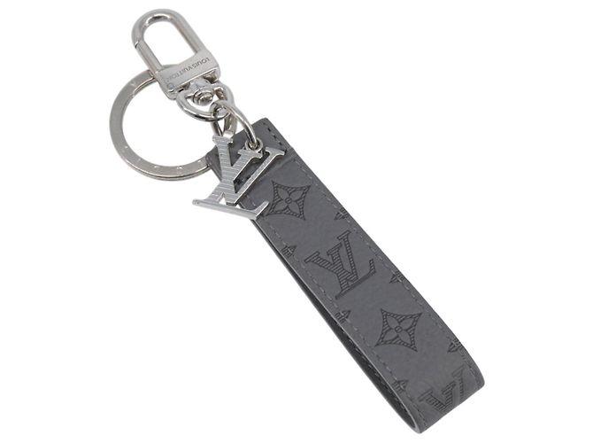 LOUIS VUITTON Monogram Shadow Key Holder Dragonne Gray M82373 LV Auth 198877M Brown