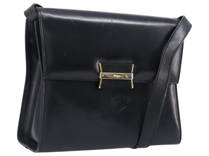 Borsa a tracolla Salvatore Ferragamo in pelle nera e oro Auth ka6004 Nero D'oro