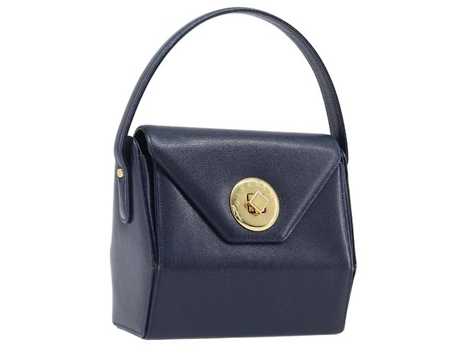 Sac à main GIVENCHY en cuir Navy Gold Auth 200997 Doré Bleu Marine