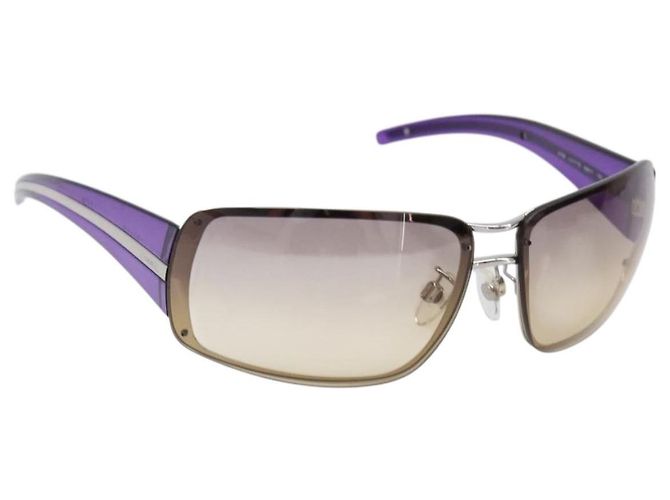 CHANEL Sunglasses Plastic Purple Silver CC Auth BA15416 Silvery
