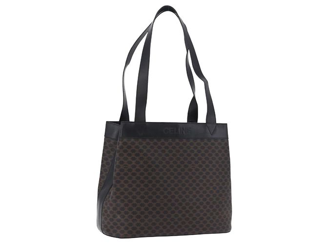 Céline Sac cabas CELINE Macadam Canvas PVC Cuir Noir Or Auth 197661V Doré