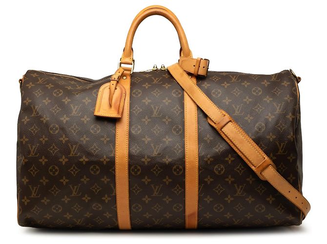 Borsa da viaggio Louis Vuitton Monogram Keepall Bandouliere 55 Marrone