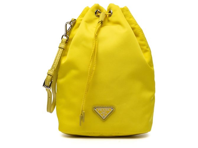 Pouch con coulisse Prada Tessuto Giallo