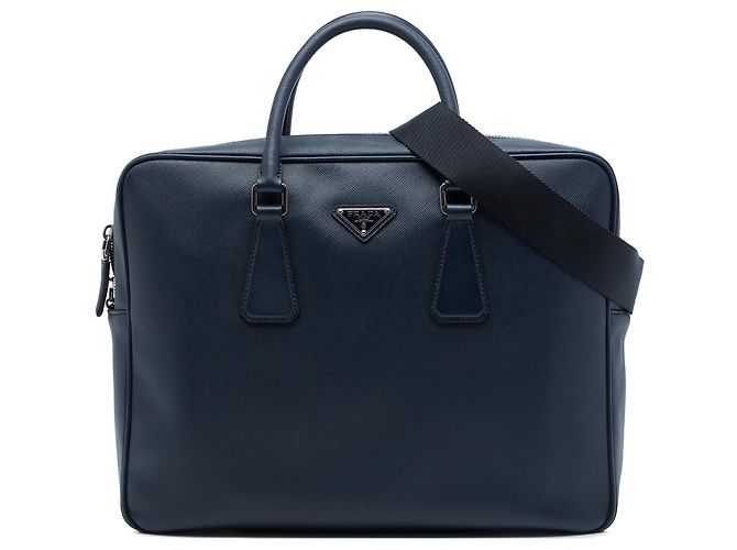 Borsa business Prada Saffiano blu