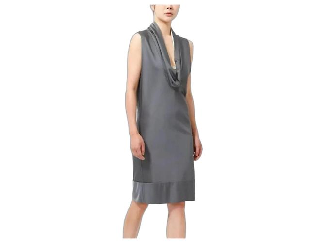 Vestido sem mangas Balenciaga com decote drapeado Branco Cinza