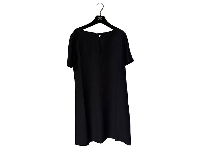 Vestido corto de algodón negro Chanel