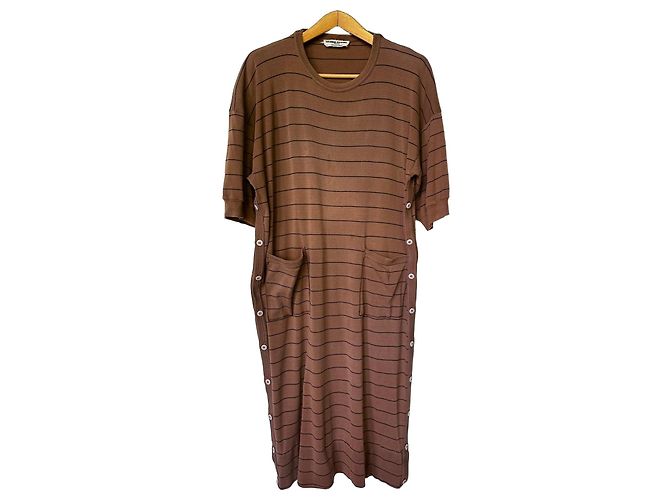 Sonia Rykiel Gestreiftes Midi-Kleid Braun