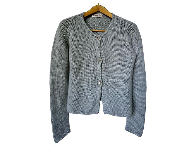 Autre Marque Cristiano Fissore Kaschmir-Cardigan Stahlblau Grau