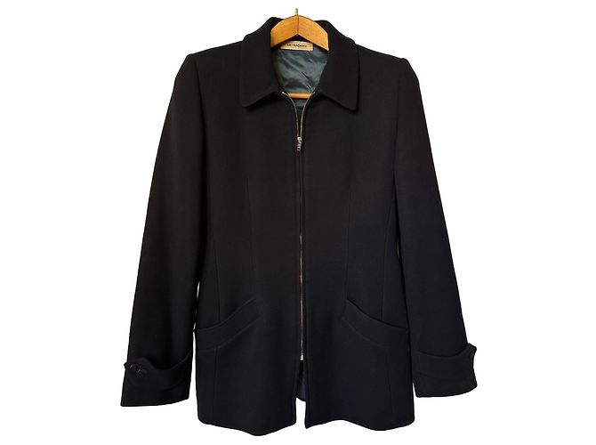 Autre Marque Giacca in lana nera Metradamo con zip Nero
