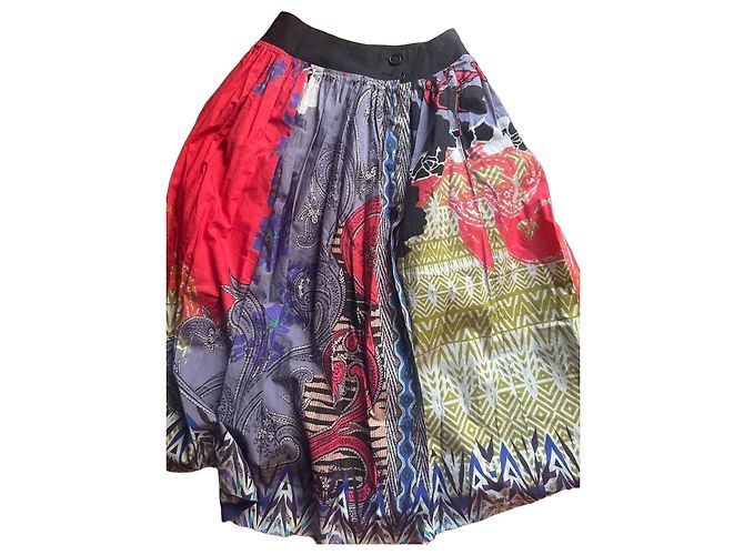Gonna midi Etro con stampa patchwork Nero Bianco Rosso Blu Verde Grigio Porpora