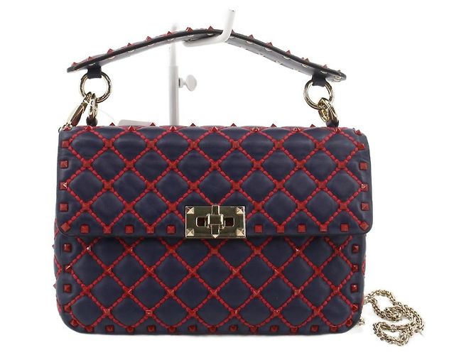 Valentino Garavani Rockstud Borsa a Tracolla Pelle Blu Rosso