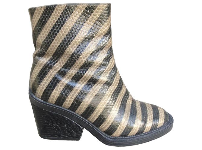Botins de pele Robert Clergerie Preto Bege