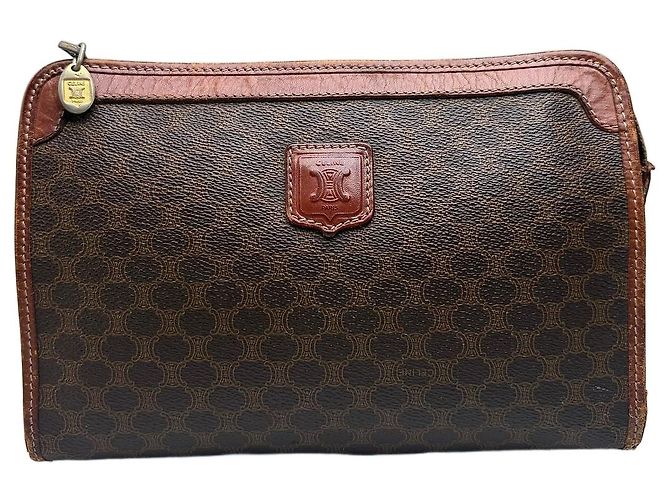 16 Céline Cartera bifold Vintage Celine Monogram Canvas Brown Beige Castaño