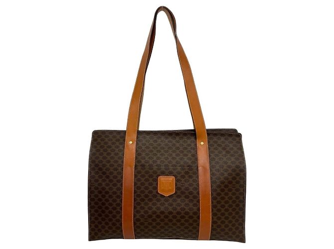 Céline Sac cabas CELINE Vintage Macadam Blazon Pattern Triomphe en cuir Marron