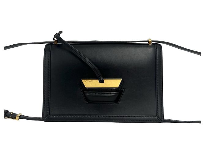Borsa a tracolla Loewe Barcelona in pelle nera Nero