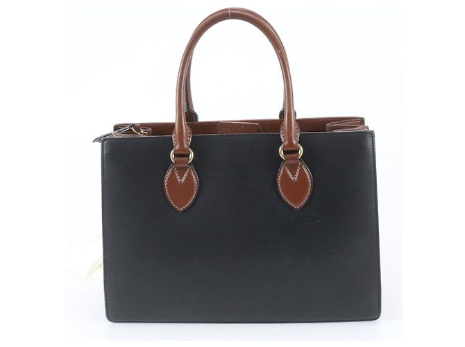 Gucci Leder-Tote-Bag Braun Schwarz
