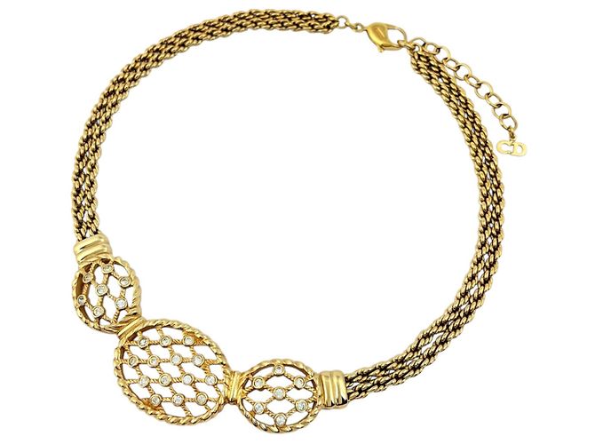 Collier à double rang doré Christian Dior