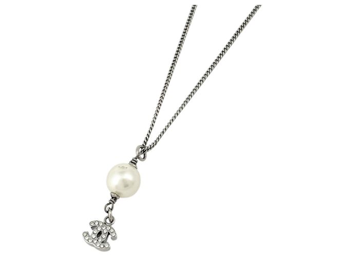Chanel Strass-Halskette Silber
