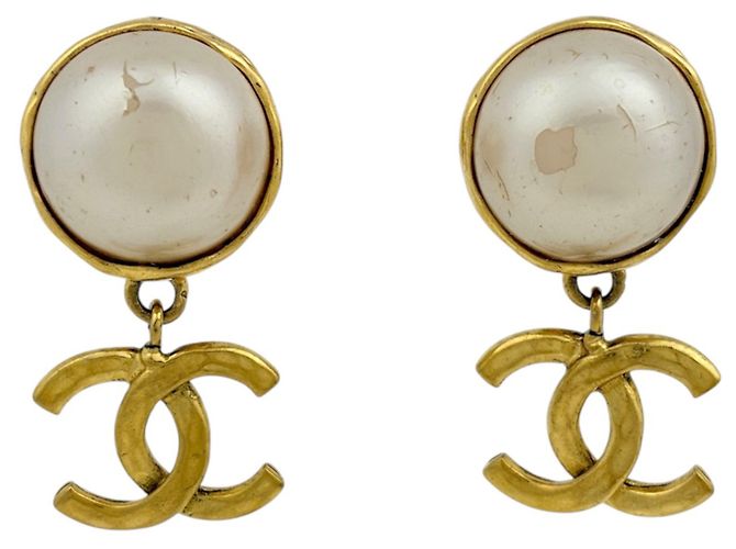 Chanel vergoldete Clip-Ohrringe Golden