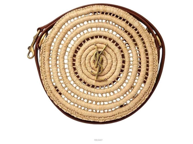Autre Marque Raffia Round Shoulder Bag
