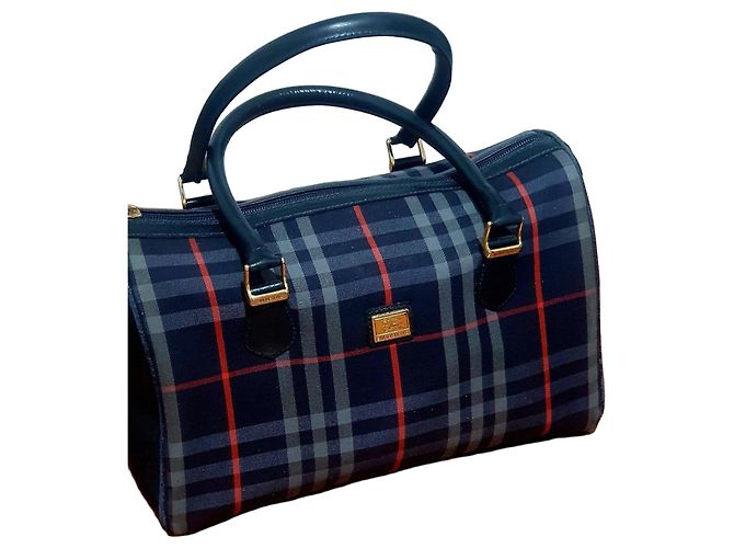 Burberry Nova Check Handtasche Rot Grau Dunkelblau
