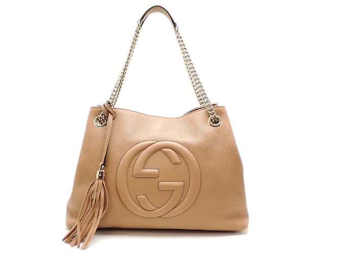 Borsa a tracolla da donna Gucci Interlocking G Soho Chain Beige