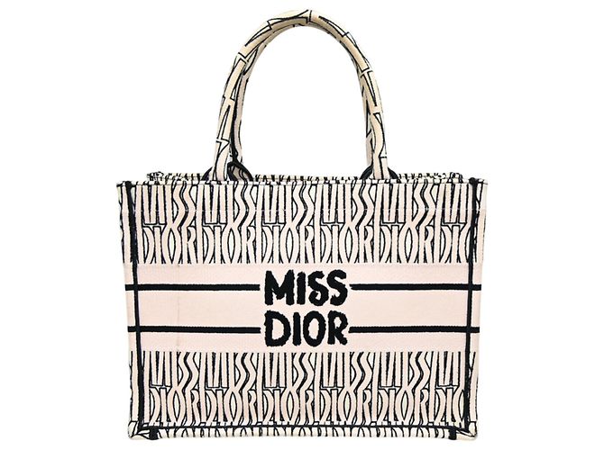 Borsa Book Tote Medium Christian Dior Nero Beige