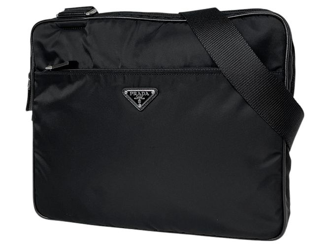 Borsa a tracolla Prada in nylon nero e pelle