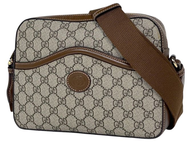 Borsa a tracolla Gucci Beige Brown Marrone