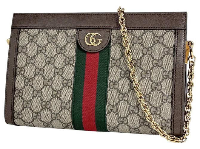 Bolsa de Ombro Média Gucci Ophidia Marrom