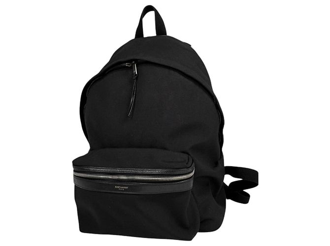 Autre Marque Saint Laurent Black Canvas and Leather Backpack