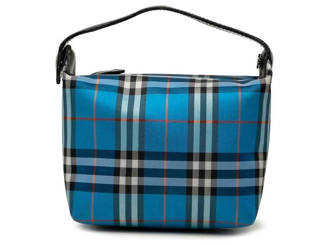 Burberry Blue Mini House Check Canvas Handtasche Blau