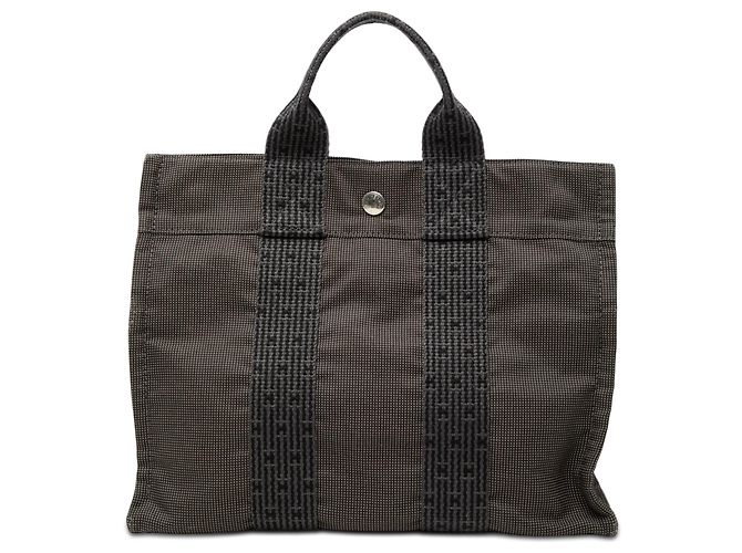 Hermès Gray Canvas Herline PM Marron