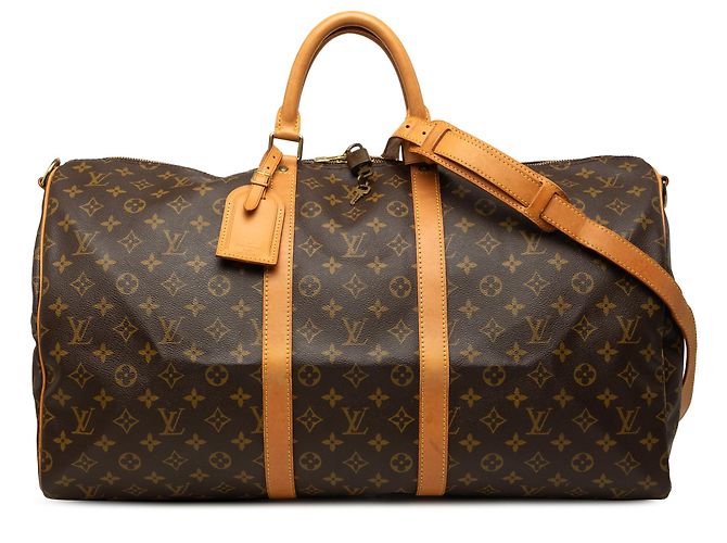Louis Vuitton Brown Monogram Keepall Bandouliere 55 Marrom