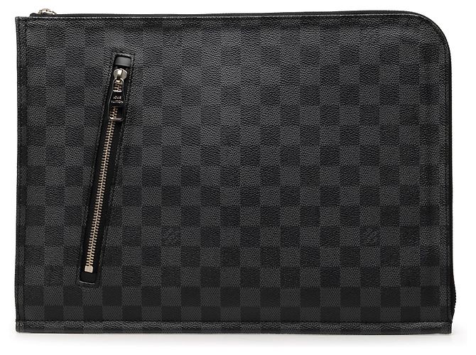 Louis Vuitton Black Damier Graphite Poche Documents Portfolio Negro