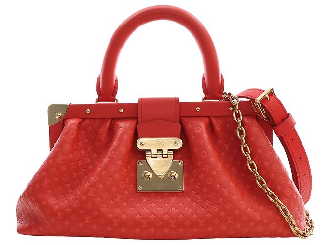 Bolsa Nanogram Louis Vuitton em couro de bezerro gofrado vermelho