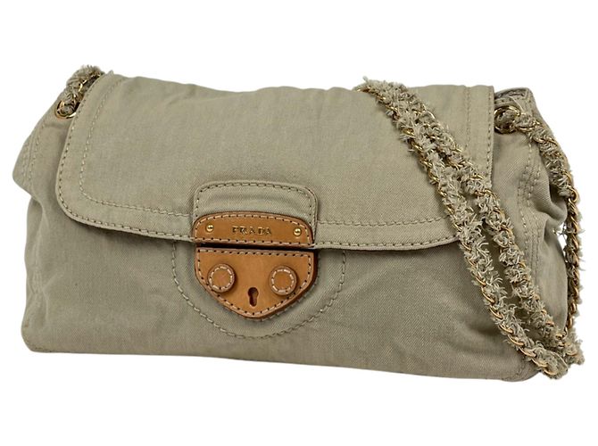 Sac à épaule Prada en toile Beige